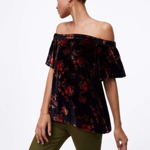 NWT Loft Off the Shoulder Velvet Top